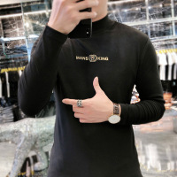 双面一体绒打底衫男长袖冬季休闲时尚男士纯色半高领保暖T恤