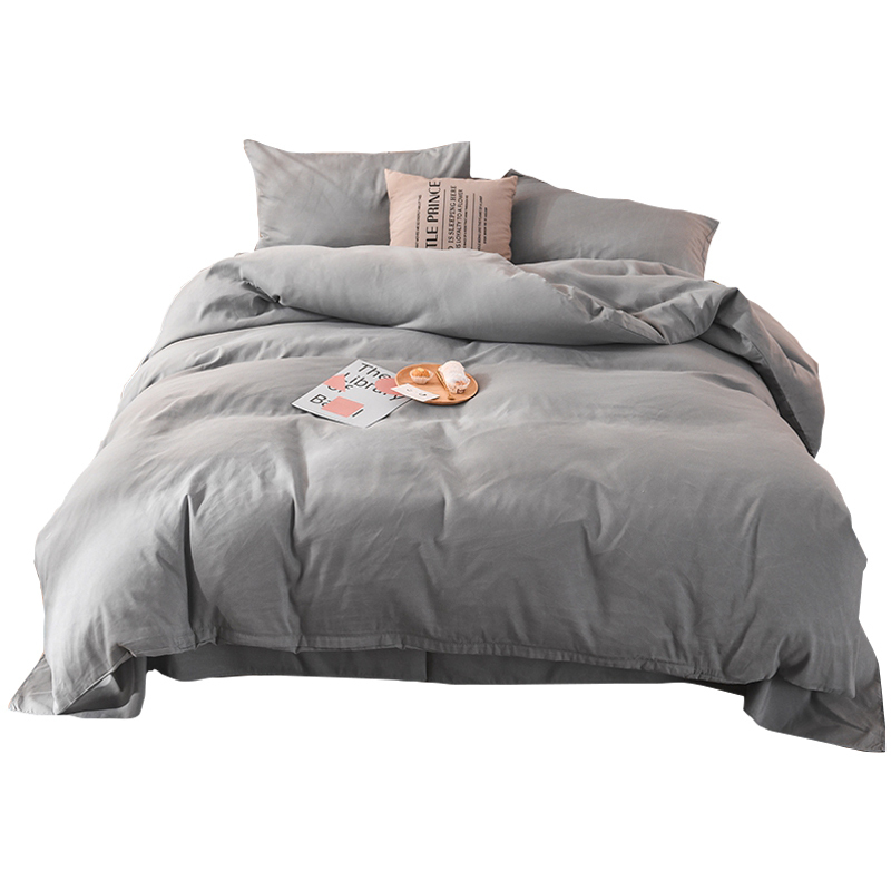 美帮汇大学宿舍单人床三件套北欧被套灰色床单磨毛简约 现代风四件套