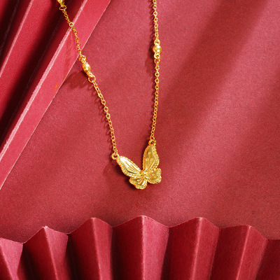 越南沙金花月佳期蝴蝶项链女新品夏季轻奢风久不掉色饰品首饰送女朋友老婆情人节七夕生日礼物