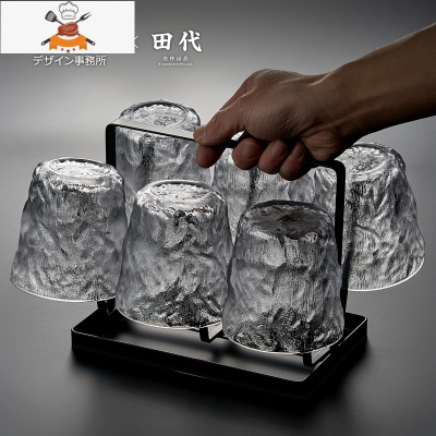 日式石纹玻璃水杯套装 加厚家用耐热玻璃杯茶杯果汁杯高颜值杯子 敬平