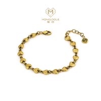 周大福MONOLOGUE独白链金主义 爱心拼接足金复古黄金手链MR1189