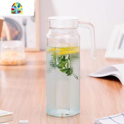 加厚玻璃冷水壶凉水壶果汁饮料壶大容量玻璃凉水壶家用水壶水杯套 FENGHOU 6只矮四方杯