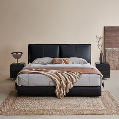 [U标·大黑牛Max]全友家居主卧高端大气全青皮软包双人床