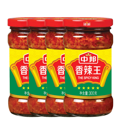 中邦香辣王300gx4瓶装下饭酱佐餐酱蒜蓉辣椒酱拌饭酱火锅蘸料凉拌调味