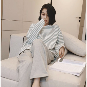 2025年啄木鸟清仓睡衣女带胸垫春秋款纯棉长袖秋冬女士家居服套装