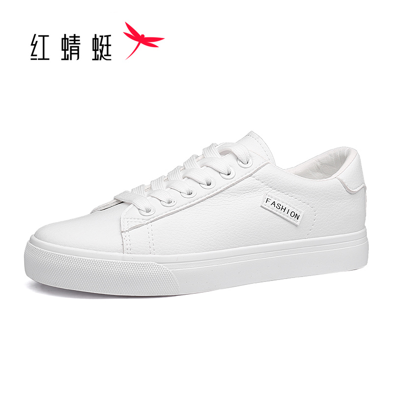 红蜻蜓小白鞋女春季休闲女鞋耐磨板鞋圆头校园风ins系带百搭运动鞋