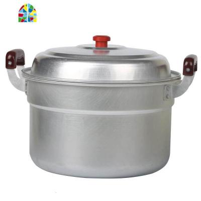 大铝锅蒸锅加厚加深老式铝汤锅家用超大号烧水锅小 FENGHOU 特厚30cm(内径)+2个蒸片