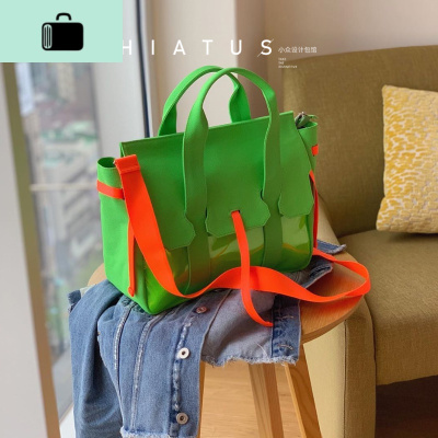 20秋新款小众设计包馆百搭时尚多口袋拼色帆布大包男女同款旅行袋NEW LAKE女士单肩包