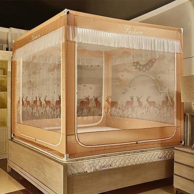 美帮汇蚊帐家用蒙古包儿童防摔1.5米1.8m床拉链款廷公主风支架纹账2.0