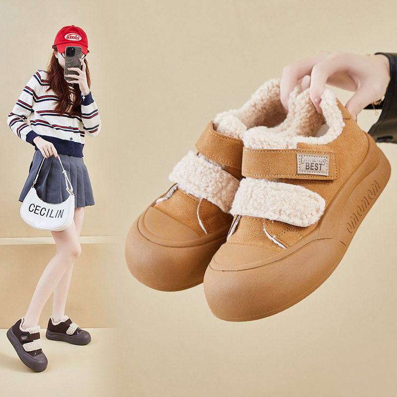 冬季加绒小白鞋新款韩版ins女学生厚底保暖板鞋休闲鞋