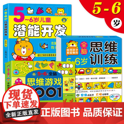 逻辑思维游戏1001题+全脑思维训练+儿童潜能开发全书全3册 幼儿数学思维训练5-6岁阶梯数学 儿童逻辑思维专注力训练书