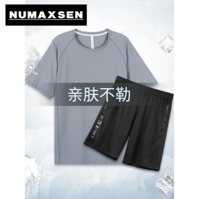 纽曼森（Numaxsen）运动套装男夏季健身衣服跑步短袖短裤冰丝薄款速干衣宽松篮球训练