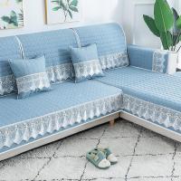 家柏饰(CORATED)四季通用防滑沙发垫坐垫子布艺全包萬能沙发套罩沙发盖布沙发巾 澜亭蓝灰 90*90cm