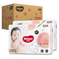 好奇(Huggies) 铂金装纸尿裤XL48片加大码倍柔亲肤新生婴儿男女宝宝超薄小桃裤元气桃单包 新老包装随机发