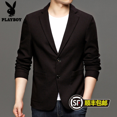 花花公子(PLAYBOY)春秋季新款男士西服单件上衣中青年商务休闲小西装帅气修身潮款时尚上班穿单西外套