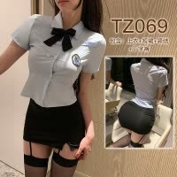 九里晴川蝴蝶结衬衫制服透视性感cos调味外穿女修身成人用品 TZ069 均码