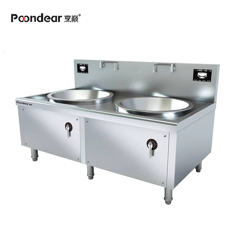 烹巅(Poondear)商用电磁大锅灶 学校食堂酒店单位大锅灶炒炉灶 电磁双头大锅灶 80 PDC-D800Ⅱ-E120