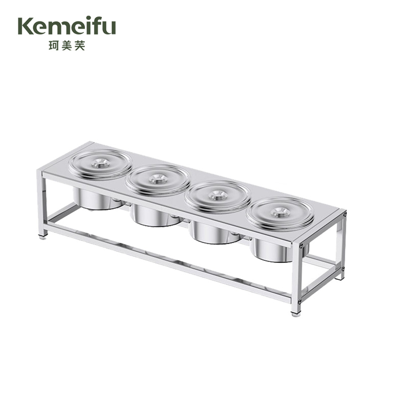 珂美芙 不锈钢单排圆缸调料架调料盒 14cm4格 个