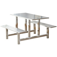 鑫升顺学校食堂不锈钢餐桌椅4人6人8人位员工饭堂连体快餐桌椅组合4人位不锈钢(加固)