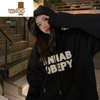 YANXU国潮牌黑色连帽卫衣男女薄款美式复古2023新款高街情侣装外套