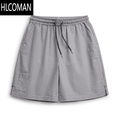 HLCOMAN工装 美式休闲泡泡纱短裤棉透气日系通勤简约五分裤男
