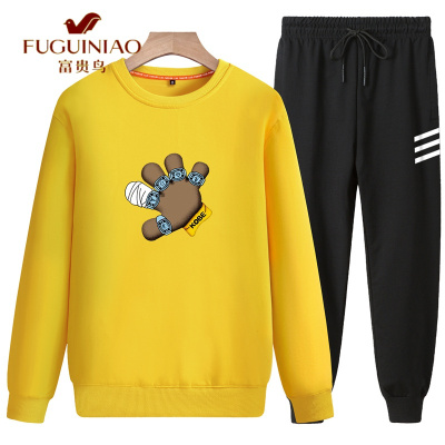 富贵鸟(FUGUINIAO)男士休闲套装运动服装青少年卫衣男装衣服男一2021年新款春秋