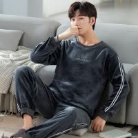 珊瑚绒睡衣男士秋冬季新款加绒冬天保暖法兰绒加厚青年男款家居服