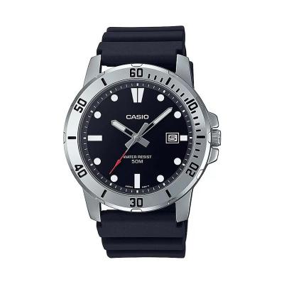 Casio 男士三针黑色树脂腕表mm水resistant时尚运动设计