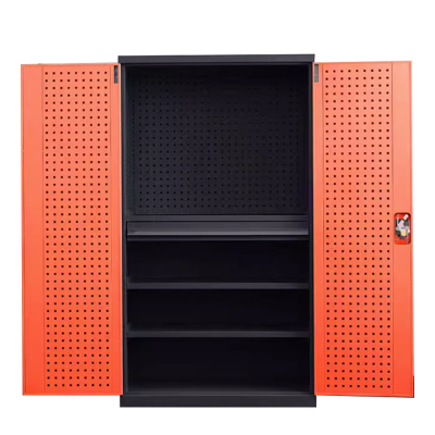 风雷动重型工具柜车间用加厚物件工具储物柜工厂铁皮柜汽修厂零件收纳柜橘色四层一抽带挂板