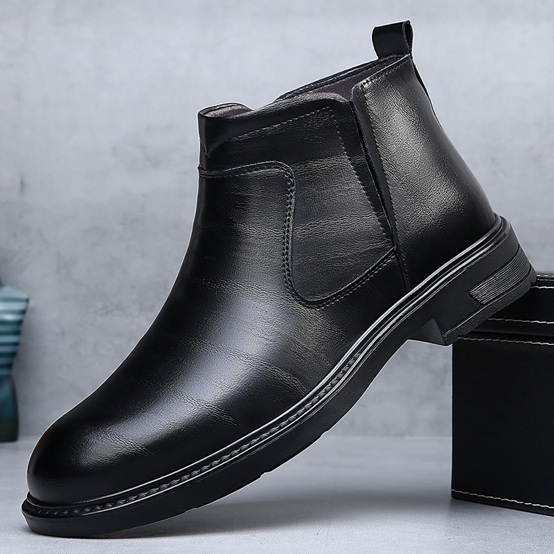 切尔西男鞋高帮冬季加绒棉鞋潮流英伦保暖短靴时尚韩版马丁靴