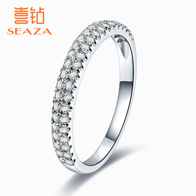 SEAZA喜钻满天星系列-18K金钻石女戒个性叠带排戒时尚简约钻戒女