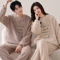 情侣睡衣女款春秋冬季珊瑚绒加厚加绒保暖一男士一女士家居服套装