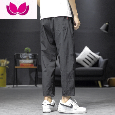 七斓痞帅oversize日系休闲裤子男潮牌ins高街夏季薄款九分直筒运动裤