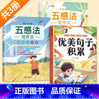 [3本]优美句子积累+五感法写作文2本 小学通用 [正版]优美句子积累大全好词好句好段修辞手法技巧训练素材小学生一二年级