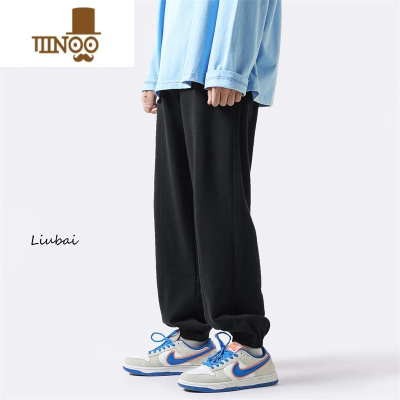 YANXU港风加绒卫裤男高街潮牌阔腿休闲裤复古百搭束脚运动裤子