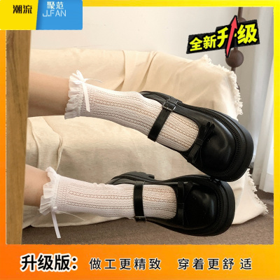 聚范复古学院风日系jk玛丽珍女2024新款配裙子蝴蝶结厚底小皮鞋