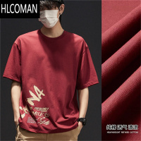 HLCOMAN港风复古国潮240G短袖T恤男夏季圆领宽松痞帅ins潮牌