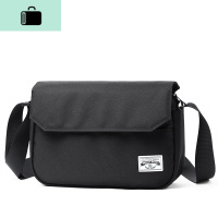 韩版单肩包男街头潮牌斜挎包简约学生邮差小包运动休闲斜背包男包NEW LAKE 黑色男士斜挎包