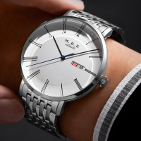 M.B.K欧美品牌手表专柜加州全自动机械表男士时尚简约防水男表3D弧形蓝宝石镜面商务双日历腕表1021G