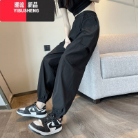 YIBUSHENG美式高腰绿色工装裤女薄款2024新款宽松休闲直筒阔腿裤西装裤子