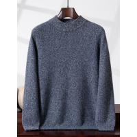 花纱秋冬双股加厚半高领山羊绒衫男长袖套头打底针织宽松毛衣保暖