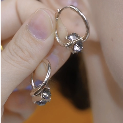 高级感锆石耳环女2025年新款潮小众设计轻奢气质百搭时尚个性耳饰送女朋友老婆情人节七夕生日礼物