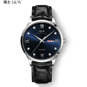 新款正品瑞士I&W CARNIVAL手表男士全自动机械表 男表进口机芯时尚品牌腕表防水555G