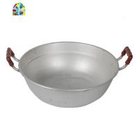 铝锅炒菜锅加厚手工化铝锅特厚老式家用小双耳铝制铝炒锅大号圆底 FENGHOU 口径34厘米铝汤锅+不锈钢盖子