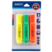 宝克(BAOKE)3MP460 3色荧光笔重点标记笔 水性记号笔 颜色随机 3支/卡 1卡