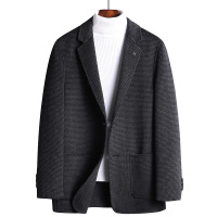 男士双面呢羊毛西装秋季新款千鸟格羊毛西服商务休闲呢子外套潮流
