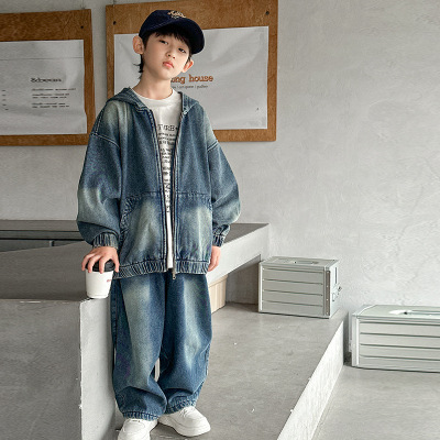 儿童装男童秋装套装新款中大童春秋款衣服秋季男孩酷帅牛仔潮