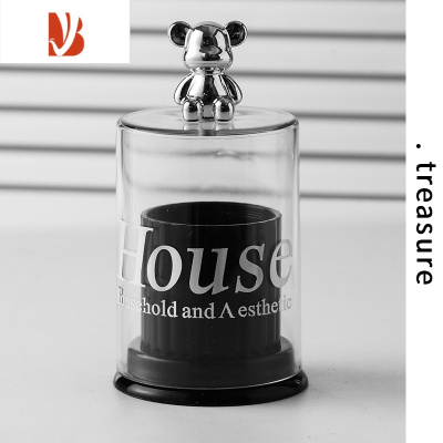 三维工匠ins创意纸巾盒客厅轻奢风抽纸盒摆件高级感家用桌面餐巾纸盒 小熊牙签筒-黑系