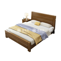 鑫星奈XXN4012006 胡桃色实木床双人床宿舍公寓床 1.8米床含1个床头柜