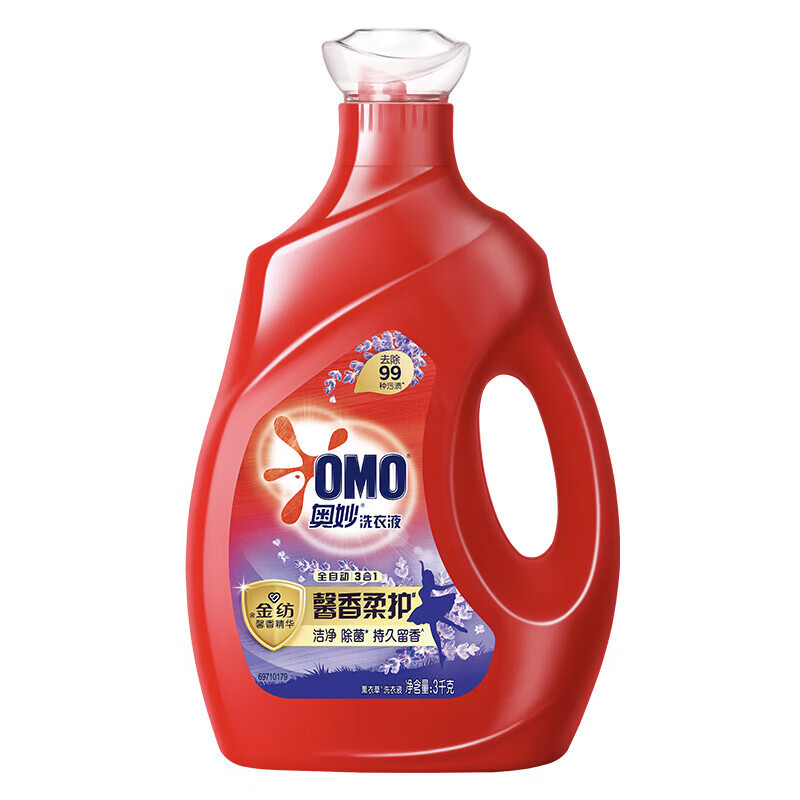 奥妙全自动三合一洗衣液3kg酵素洁净去渍含金纺护衣柔顺大桶6斤装[薰衣草香]全自动洗衣液3kg